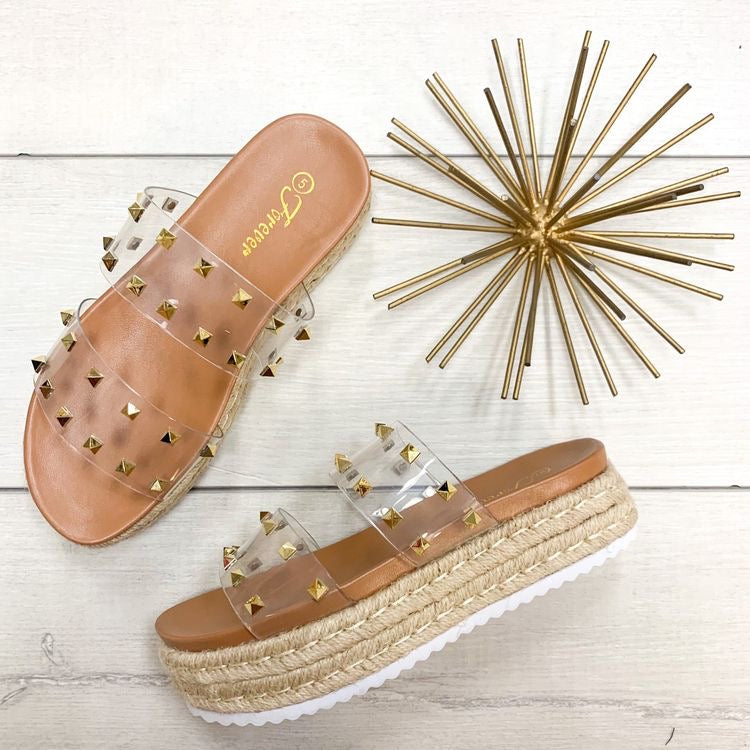 Transparent studded online sandals