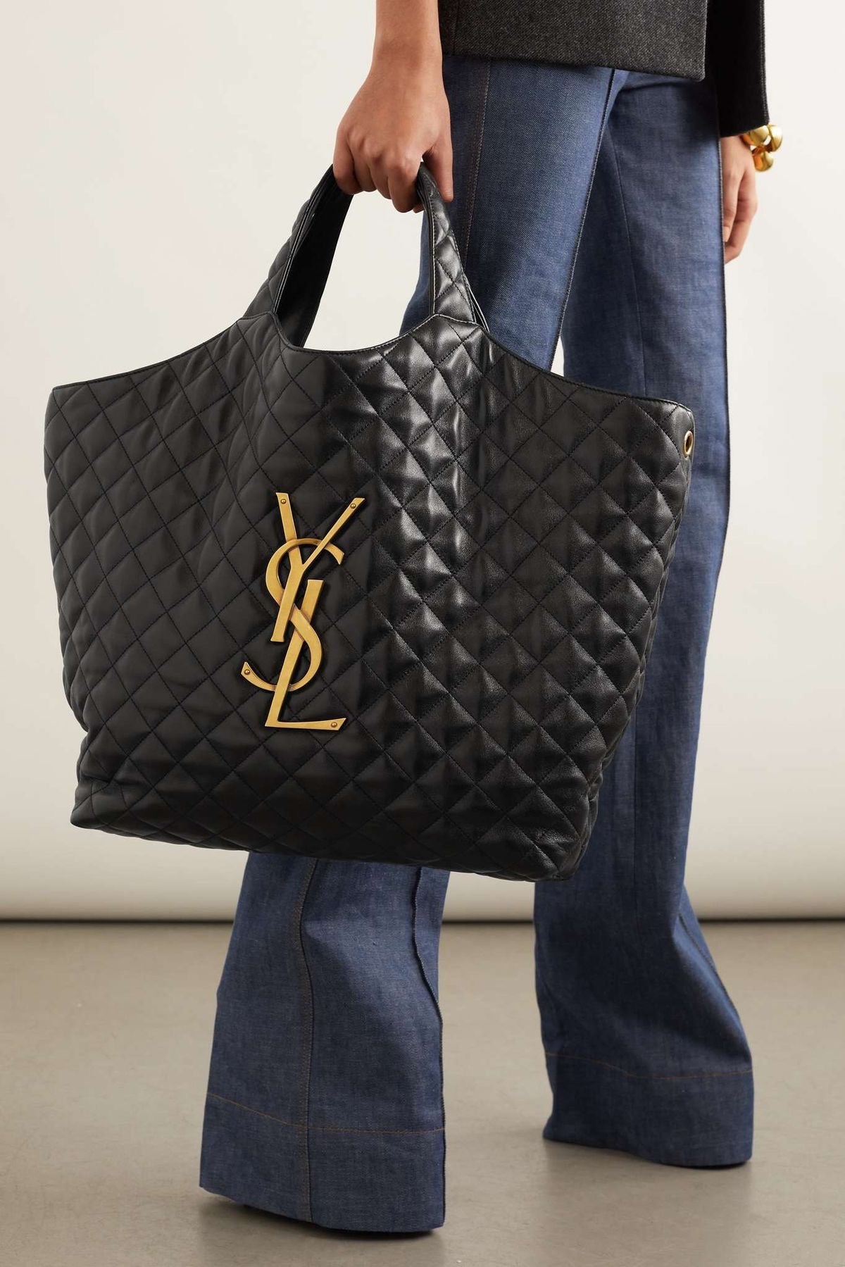 IN STOCK! Large Black Quilted Tote Bag