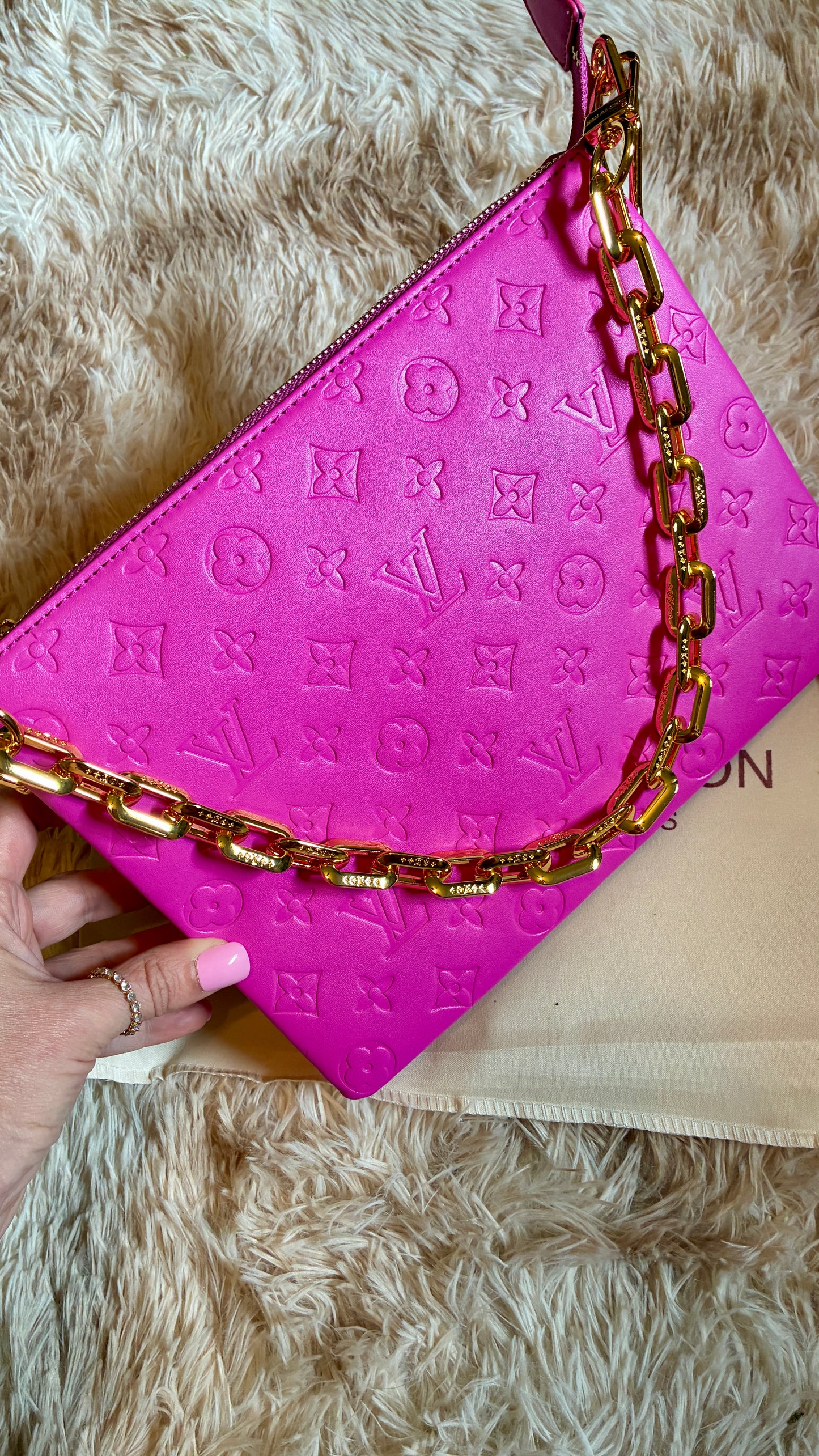 In Stock! Bright Pink Monogram, Versatile Bag
