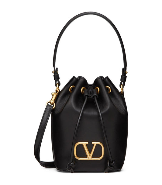 Small V Black Bucket Bag