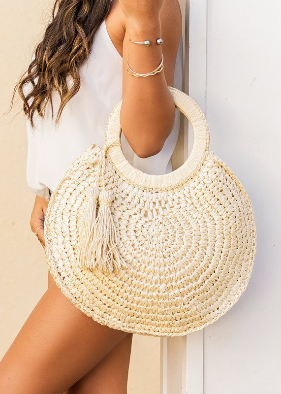 Straw Tassel O-Ring Tote (2 colors)