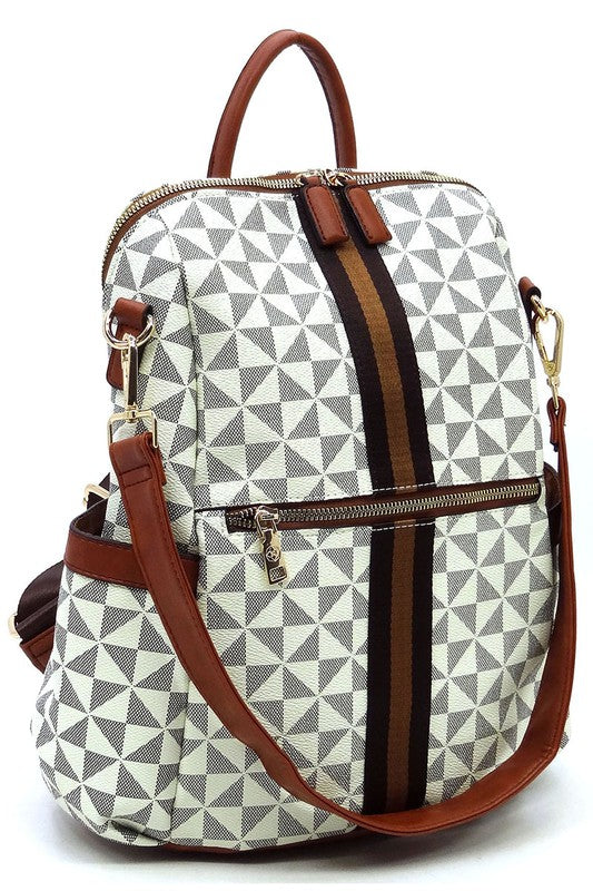 Monogram Designer Striped Convertible Backpack (4 colors)