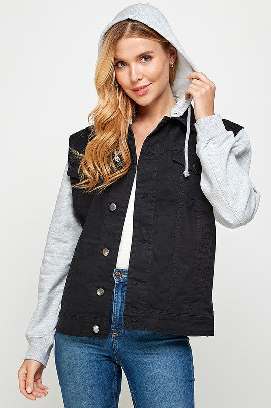 Women's Denim  Jacket with Fleece Hoodies (4 colors)