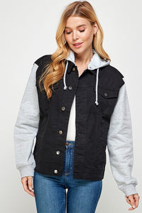 Women's Denim  Jacket with Fleece Hoodies (4 colors)
