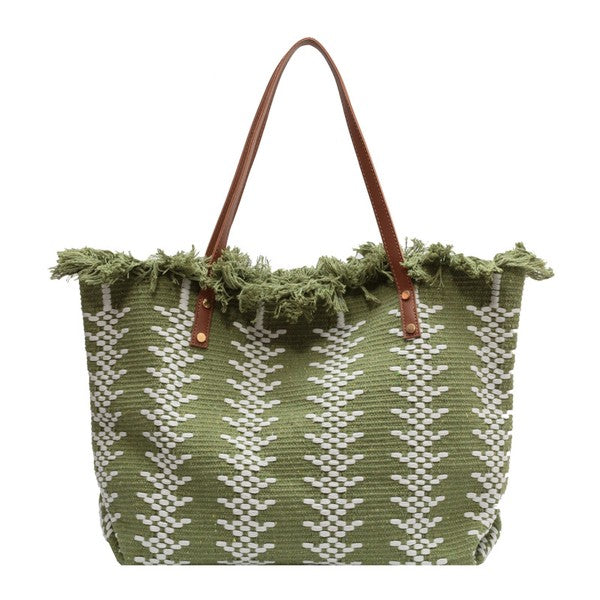 Bohemian canvas woven tote bag simple ethnic purse (8 colors)