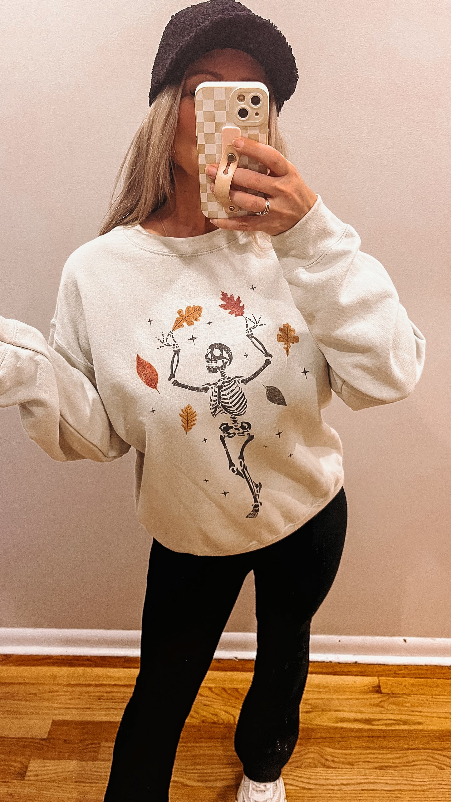 Dancing Skeleton Fall Leaves Sweatshirt