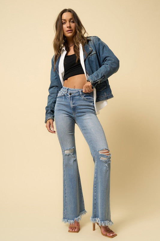 Crossover Wide Leg Jeans