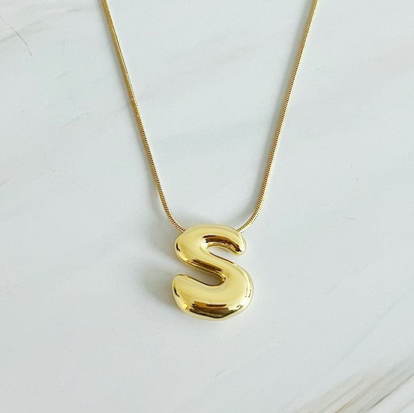 Balloon Gold Plated Letter Initial Necklace