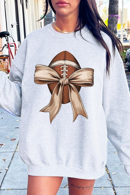 Football Bow Graphic Fleece Sweatshirt (more colors)