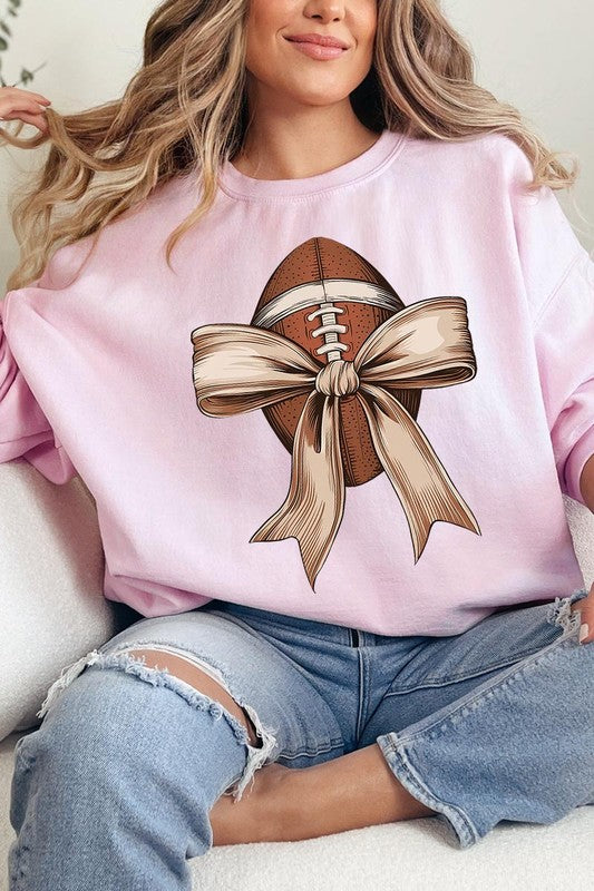 Football Bow Graphic Fleece Sweatshirt (more colors)