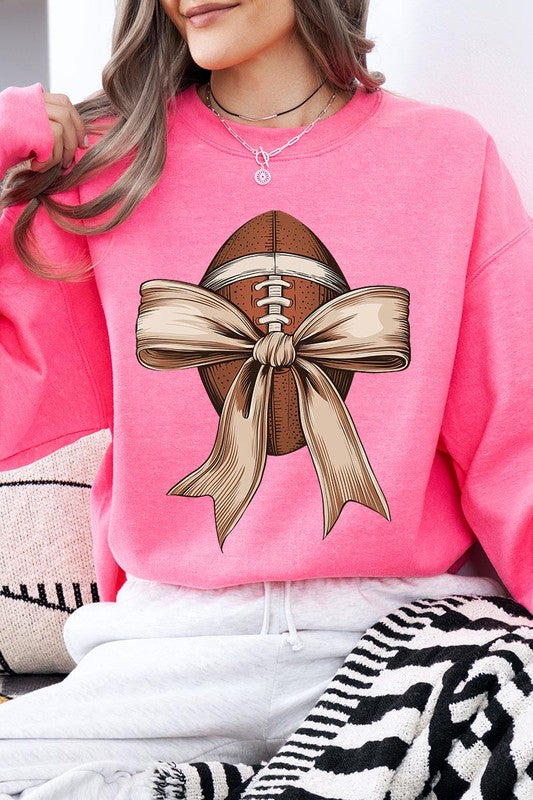 Football Bow Graphic Fleece Sweatshirt (more colors)