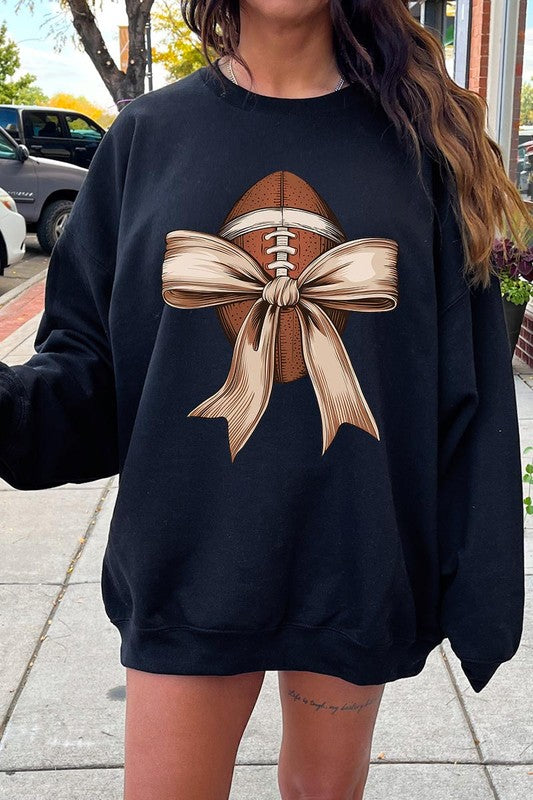 Football Bow Graphic Fleece Sweatshirt (more colors)