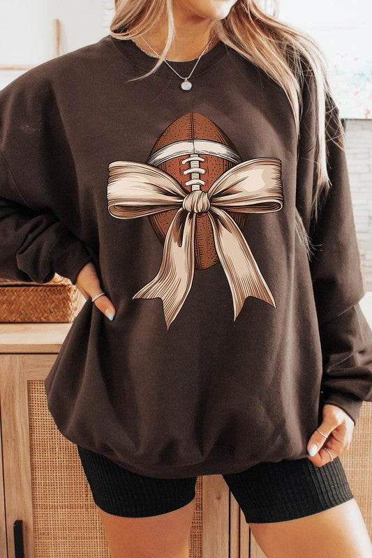 Football Bow Graphic Fleece Sweatshirt (more colors)