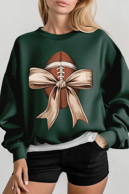 Football Bow Graphic Fleece Sweatshirt (more colors)