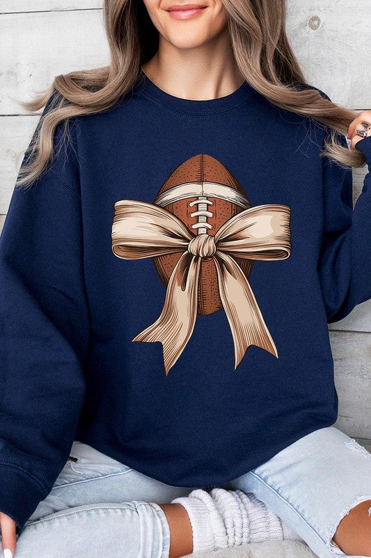 Football Bow Graphic Fleece Sweatshirt (more colors)