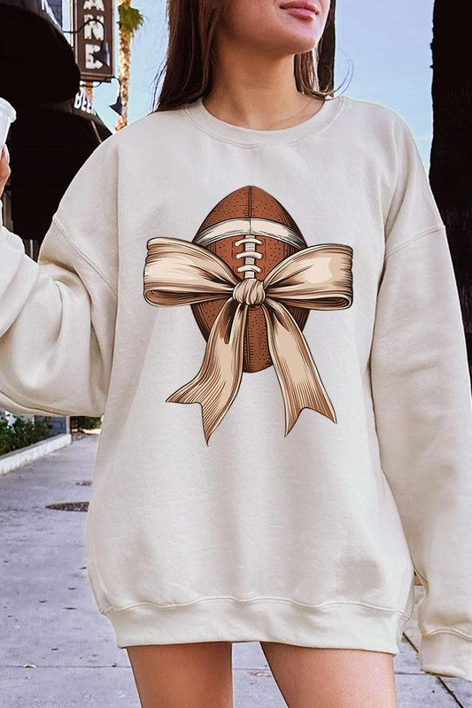 Football Bow Graphic Fleece Sweatshirt (more colors)