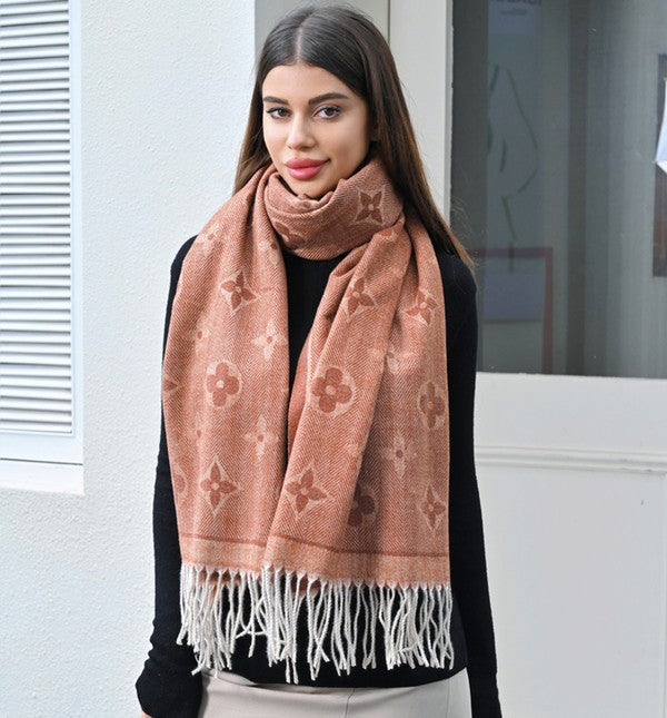 Geometric Print Scarf With Fringe (more colors)