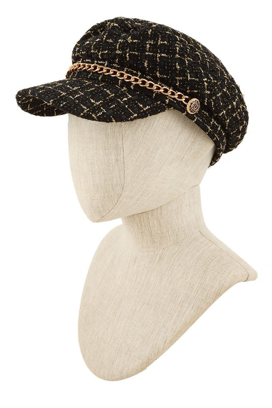 Tweed Paper Boy Chain Hat (more colors)