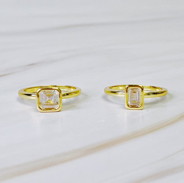 Asscher Cut Duo Ring Set