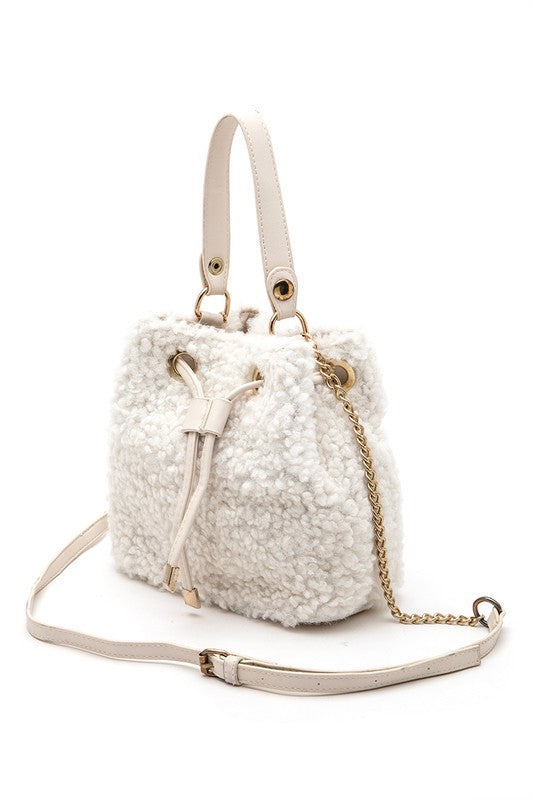 Faux Sherpa Convertible Bucket Bag (more colors)