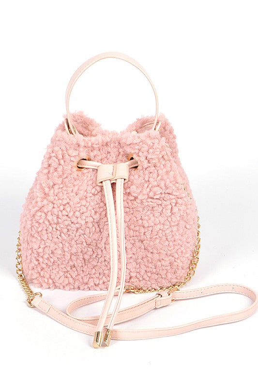 Faux Sherpa Convertible Bucket Bag (more colors)