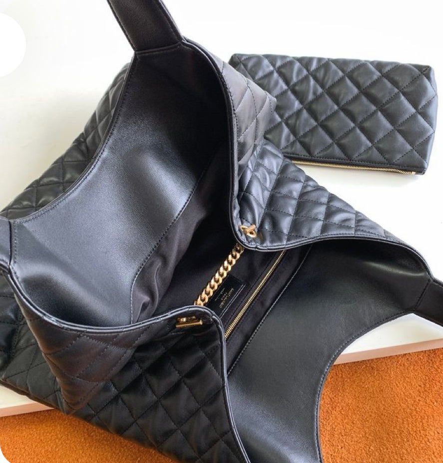 IN STOCK! Large Black Quilted Tote Bag