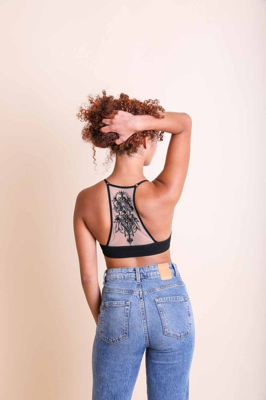 Tattoo Mesh Racerback Bralette (more colors)