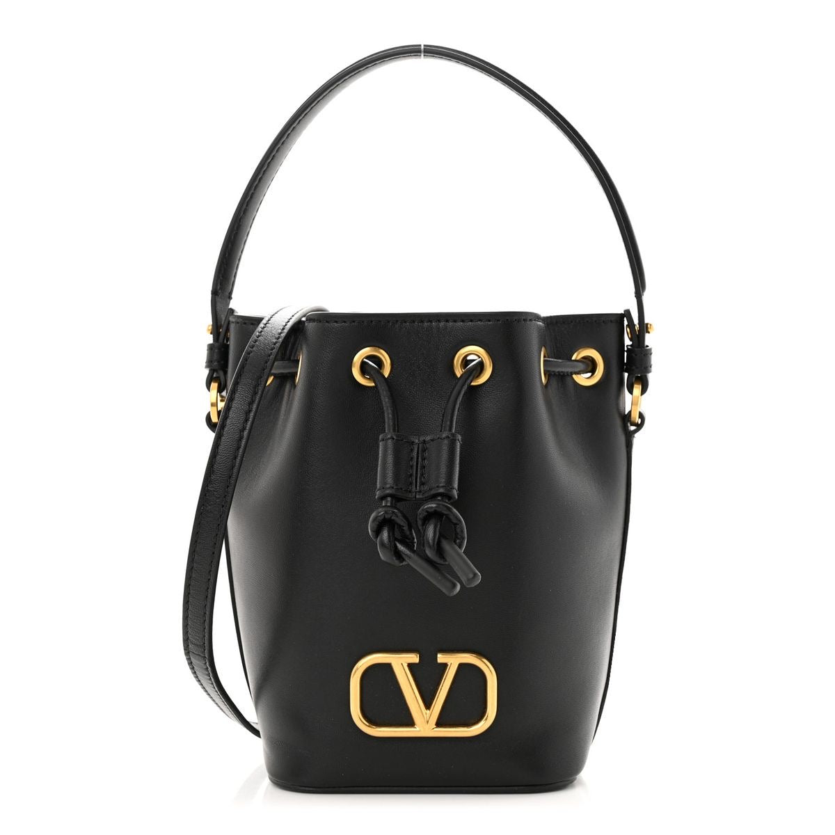 Small V Black Bucket Bag