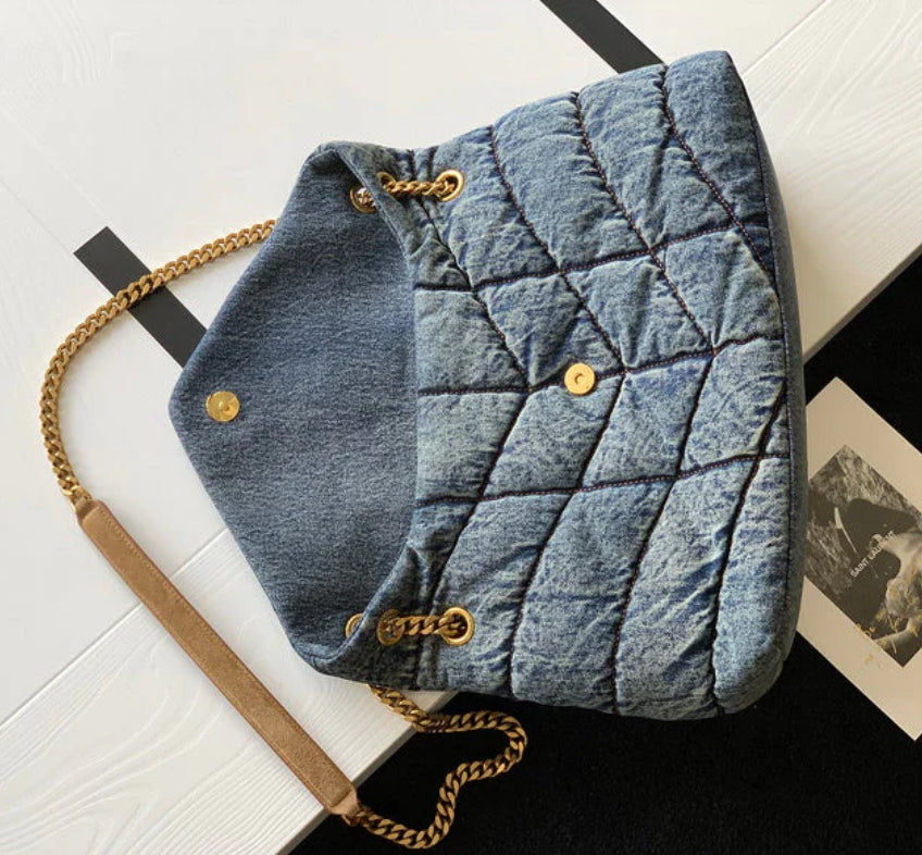 Pre-Order Vintage Style Denim Puffer Bag