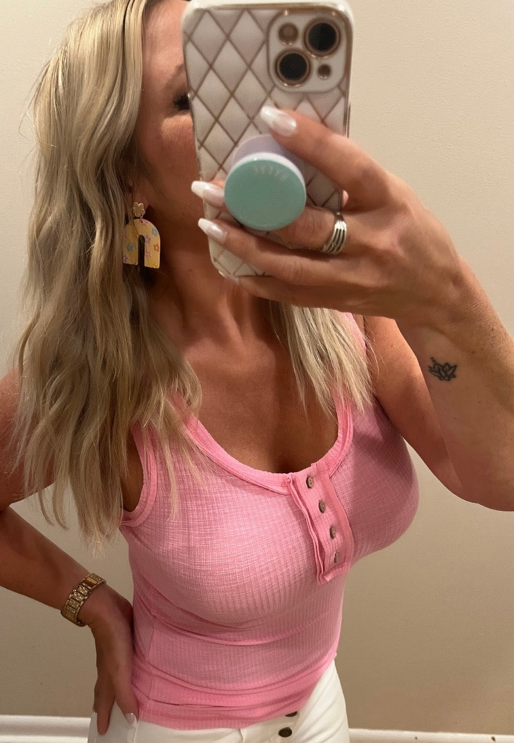 Barbie Pink Button Tank