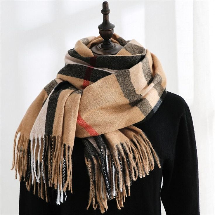 Designer Plaid Cashmere Feel Scarf