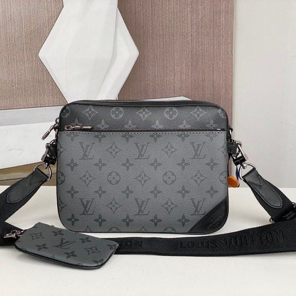 Pre-Order Black and Grey Monogram Trio Crossbody Bag