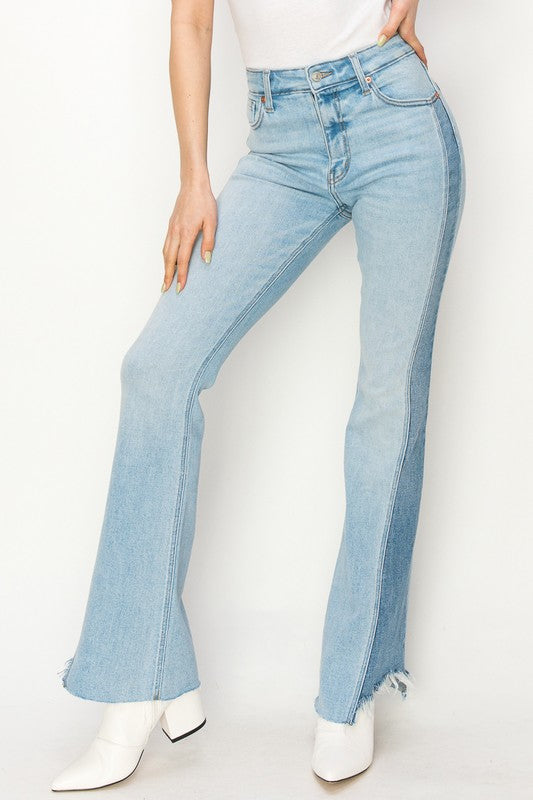 Boot Cut High Rise Side Stripe Stretch Denim