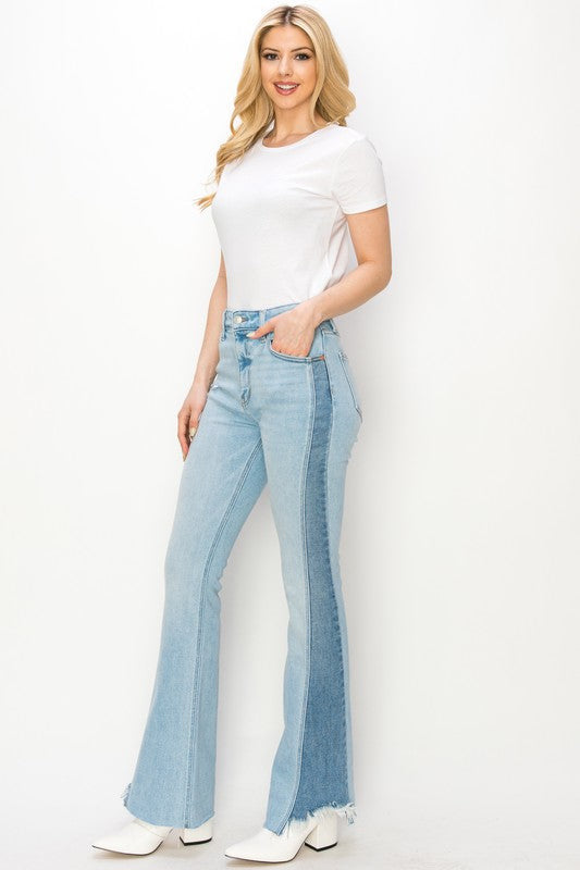 Boot Cut High Rise Side Stripe Stretch Denim