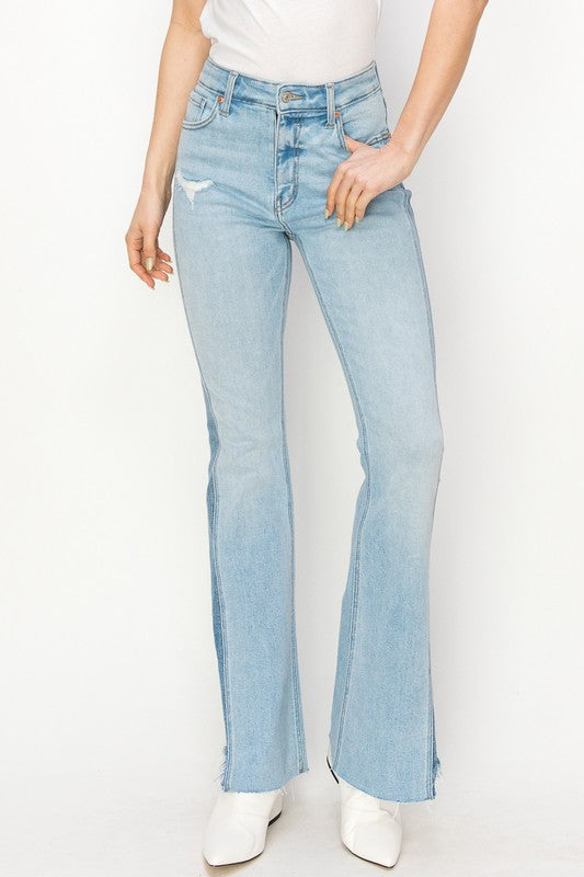 Boot Cut High Rise Side Stripe Stretch Denim