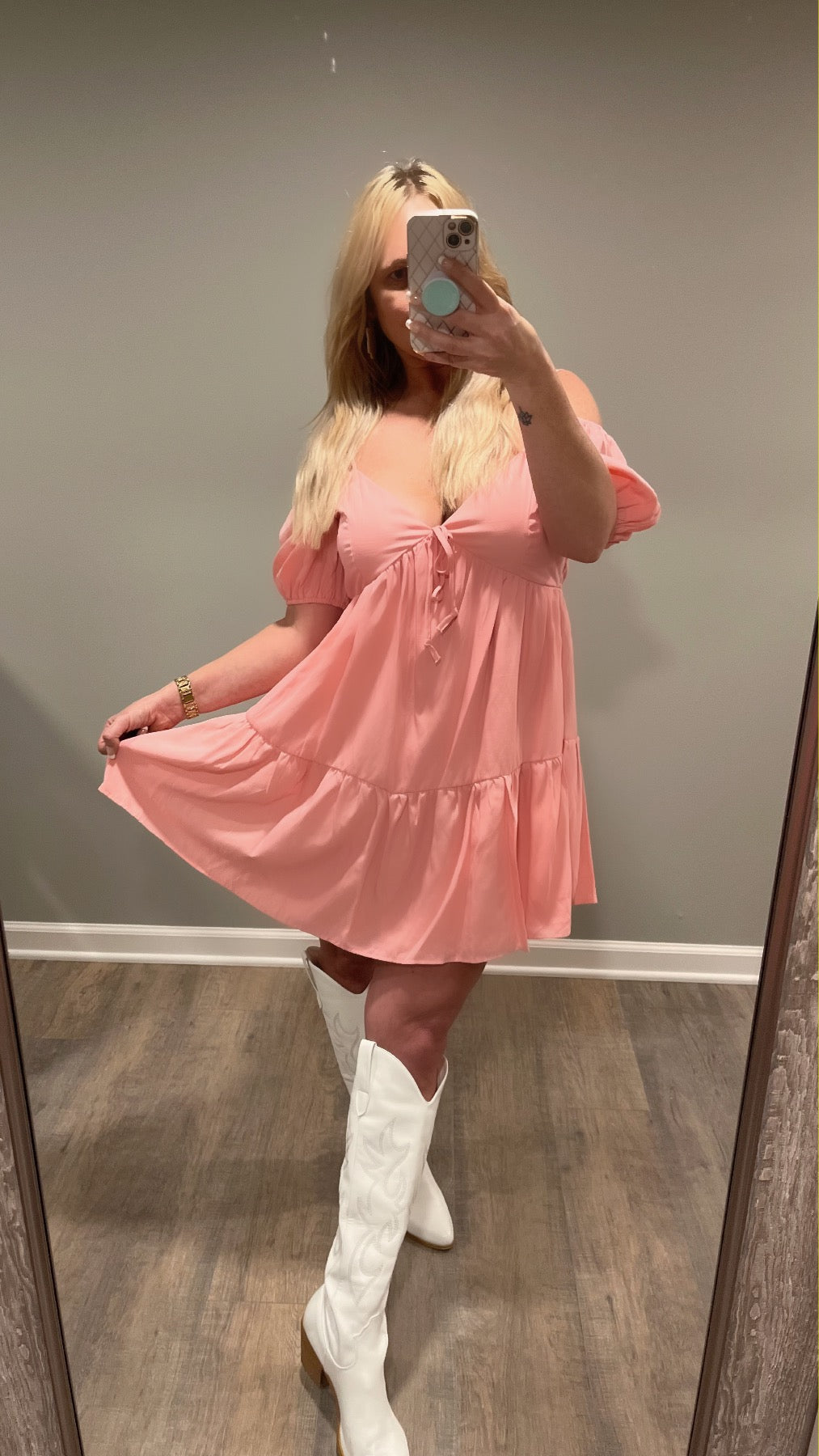 Vestido rosa caramelo