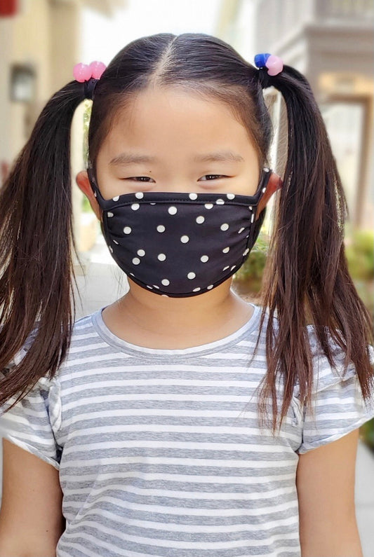 Kids Black Polka Dot Face Mask