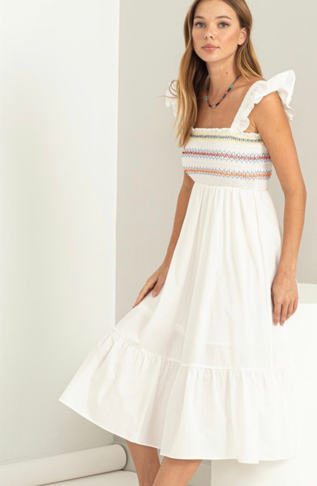 White Boho Coastal Dress