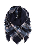 Navy Plaid Blanket Scarf