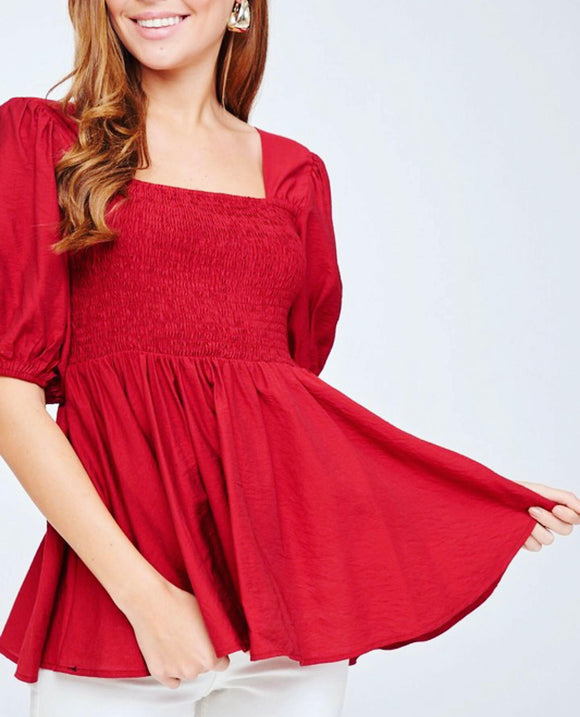 Ruby Red Babydoll Blouse